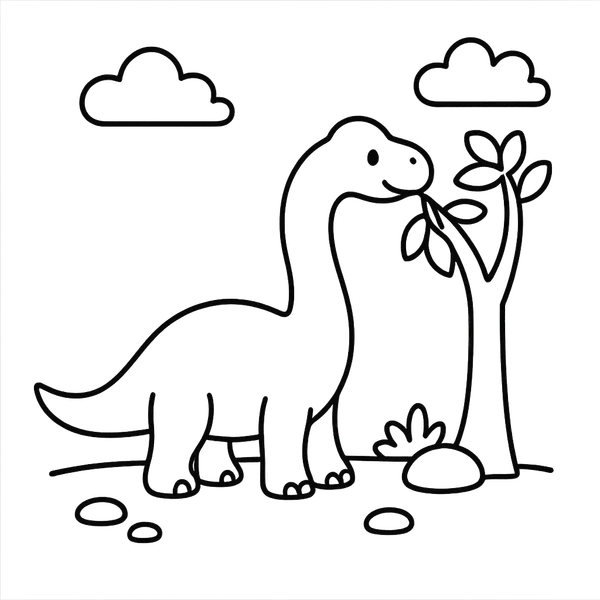 Brachiosaurus Eating From A Tree colouring page (Easy)