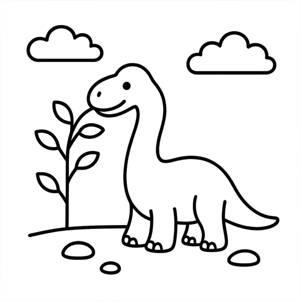 Brachiosaurus Eating Plant colouring page (Easy)