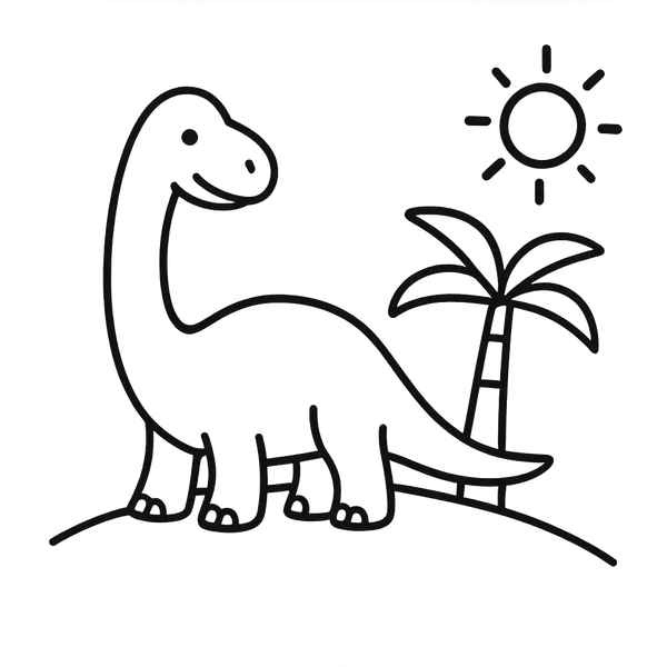 Brachiosaurus Next To Banana Tree colouring page (Easy)