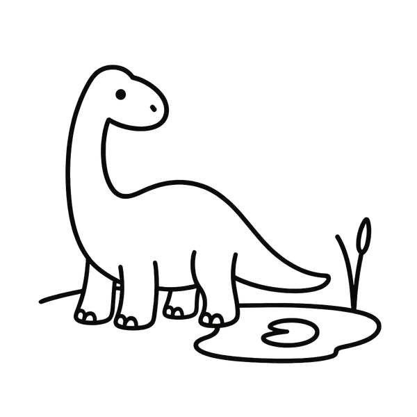 Brachiosaurus Next To Lilypad colouring page (Easy)
