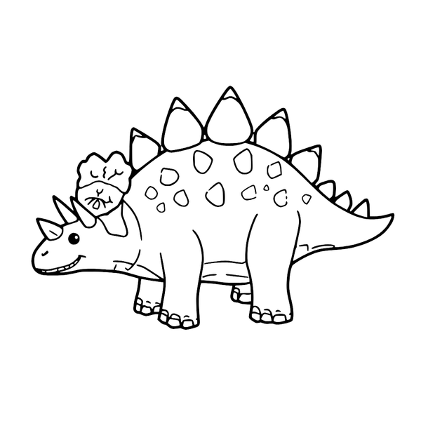 Stegosaurus With Flower Crown colouring page (Easy)