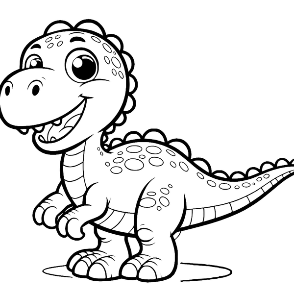 Smiling Spotted T Rex colouring page (Easy)