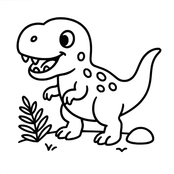 Tiny T Rex Adventure colouring page (Easy)