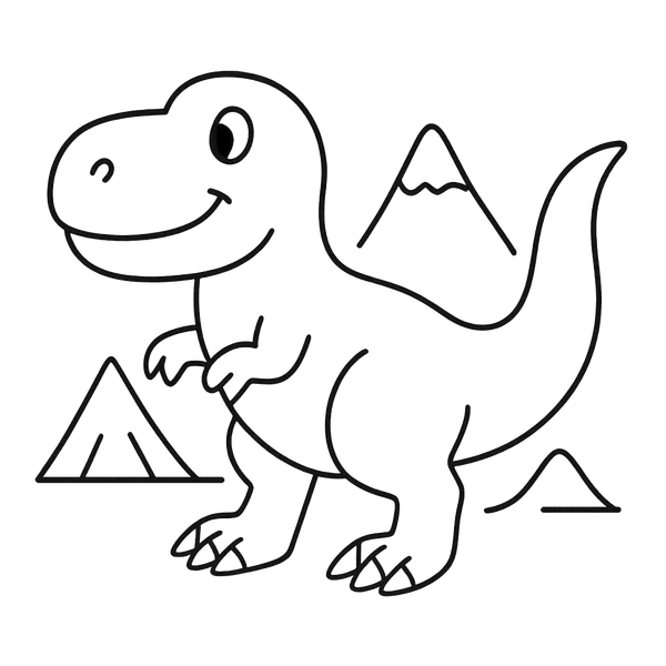T Rex With Mountains colouring page (Easy)
