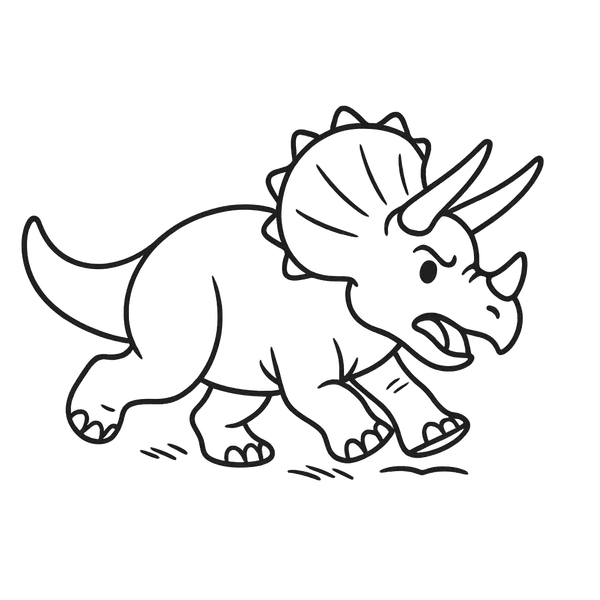 Triceratops Charging colouring page (Easy)