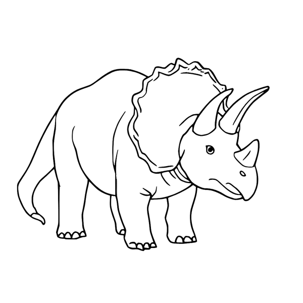 Triceratops Standing Realistic colouring page (Easy)